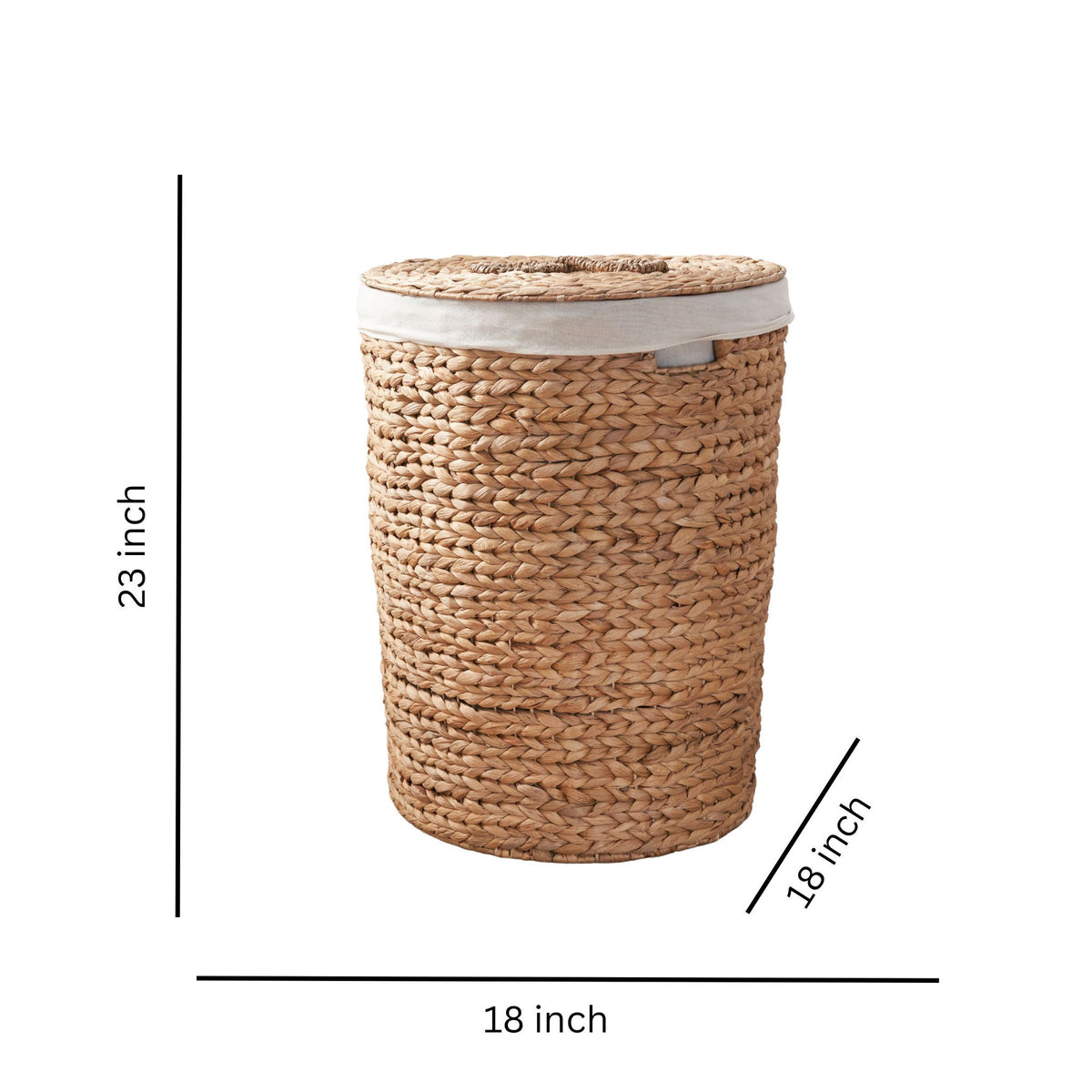 Round Laundry Hamper With Lid - Light Brown