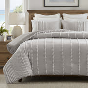 Anslee - 3 Piece King Yarn Dyed Duvet Cover Set - Gray