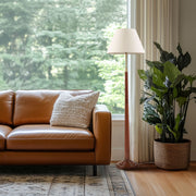 Verla - Tapered Faux Wood Dimmable Floor Lamp - Brown