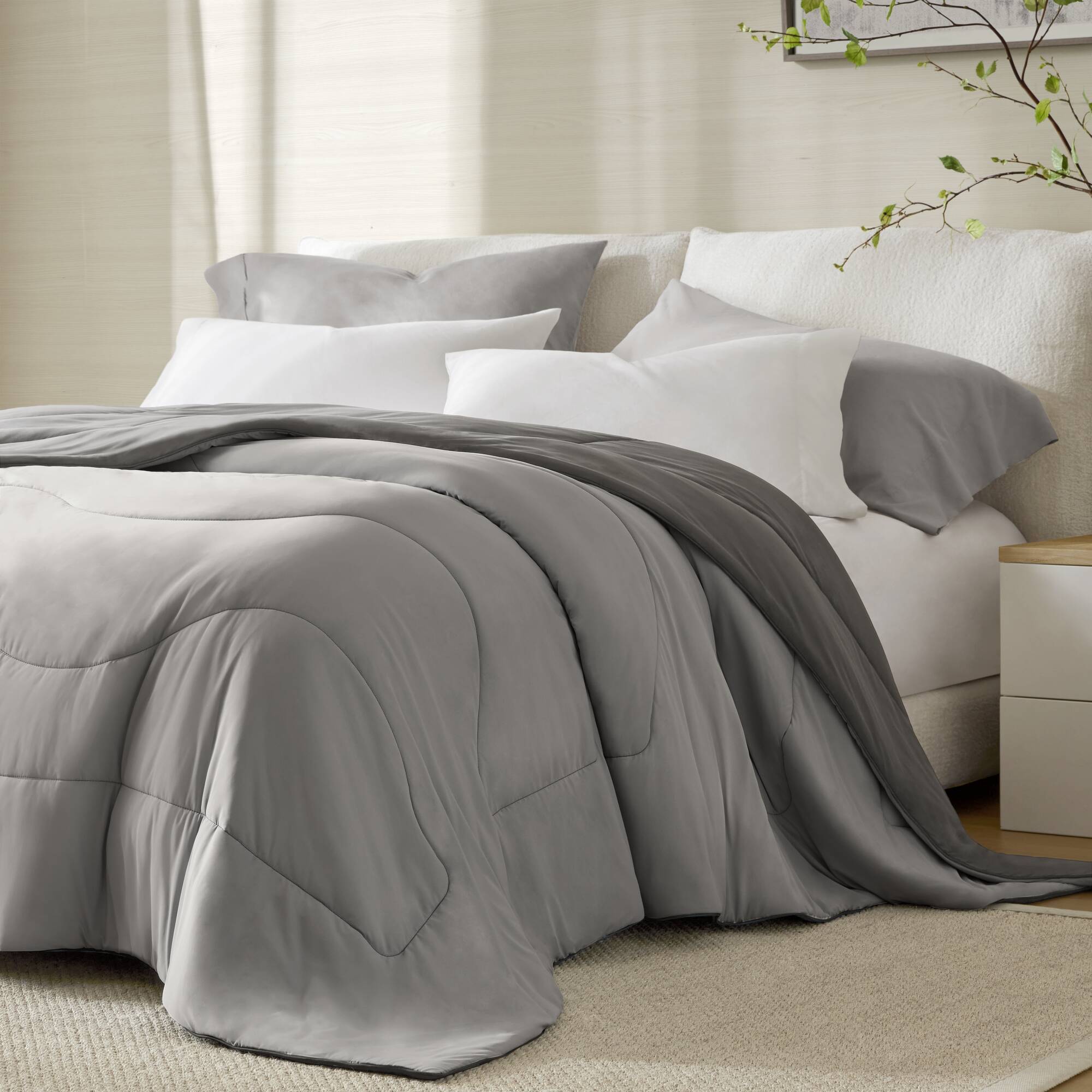 King/California King Reversible Tencel Comforter Blanket - Gray