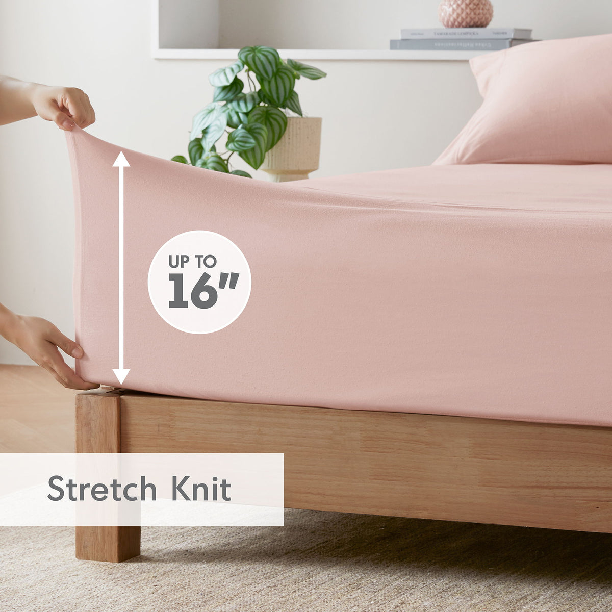 Blend Jersey Knit - 3 Piece Twin Long All Season Sheet Set - Blush