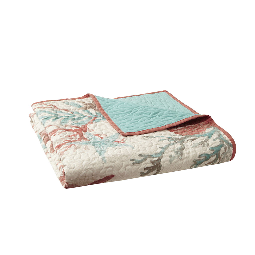 Pebble Beach - Oversized Quilted Throw - Coral