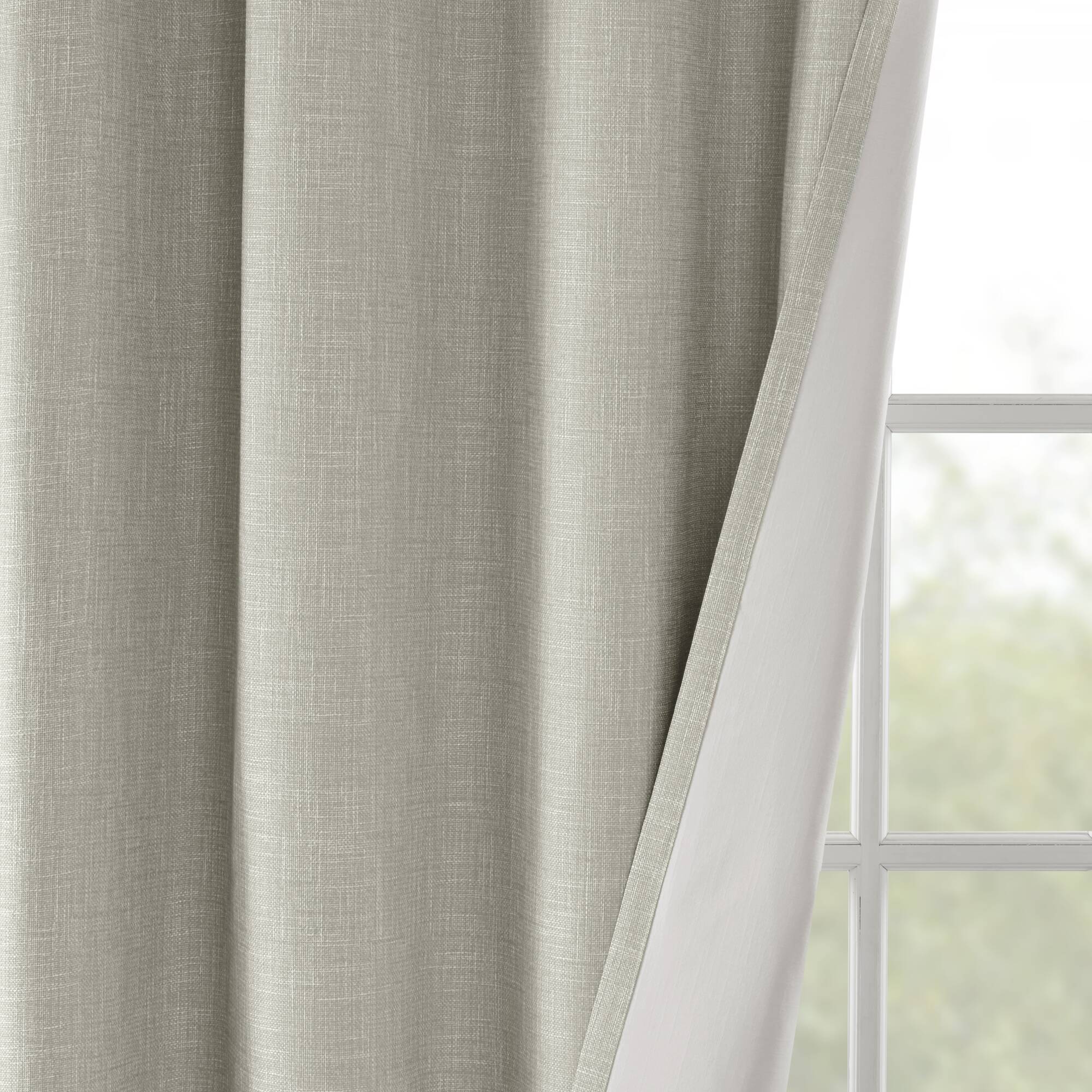 Maya - Printed Heathered Blackout Grommet Top Curtain Panel - Taupe