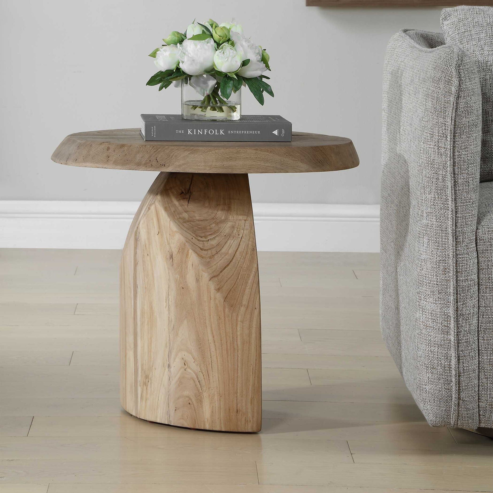 Tiernan - Reclaimed Oak Round Side Table - Woodtone