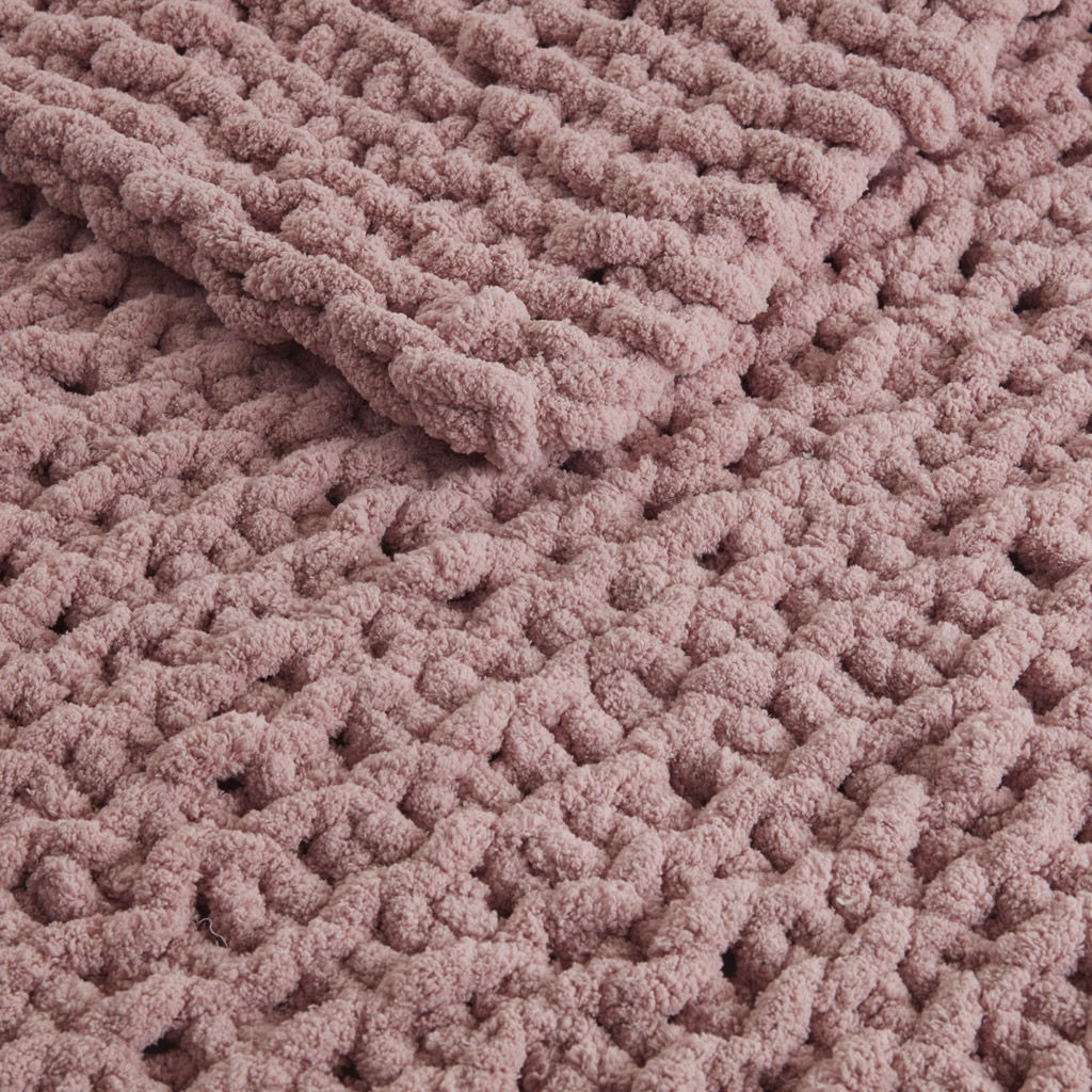 Chenille Chunky Knit - Throw - Blush