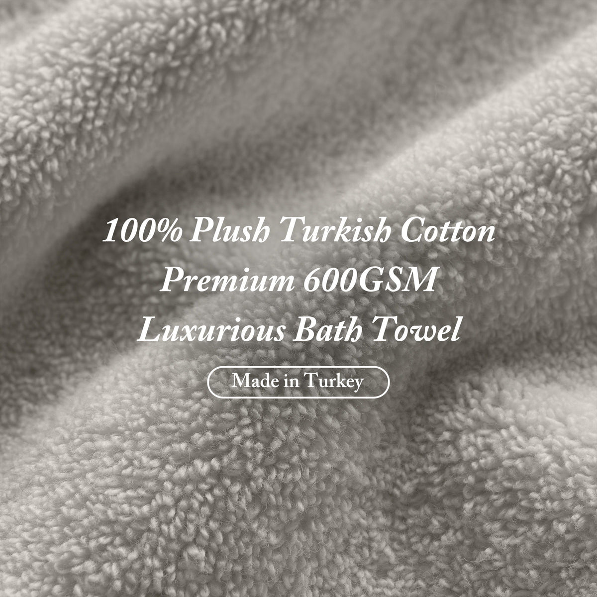 Turkish - 6 Piece Bath Towel Set - Gray