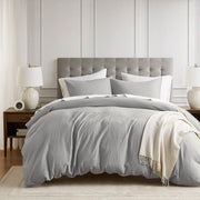 Mina - Full/Queen Waffle Weave Textured Duvet Cover Set - Light Gray