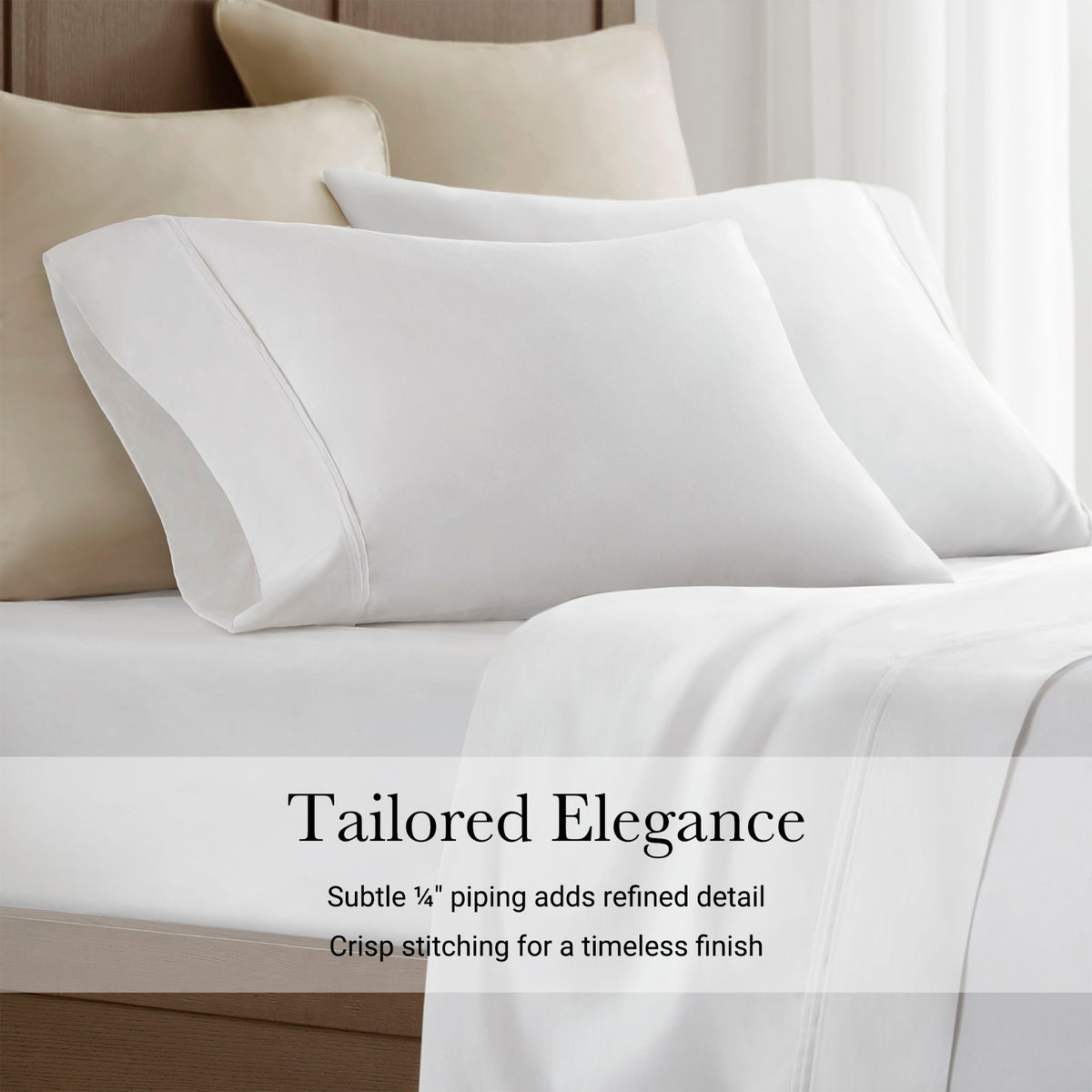 Split King Sateen Sheet Set - White