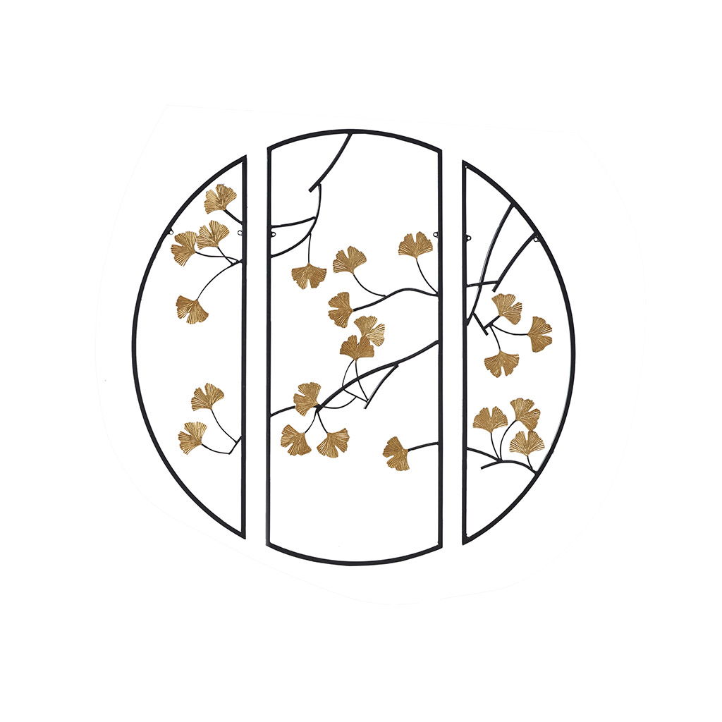 Golden Gingko Leaves - Wall Decor (Set of 3) - Black / Gold