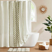 Imani - 72''x72" Printed Shower Curtain With Chenille - Sage