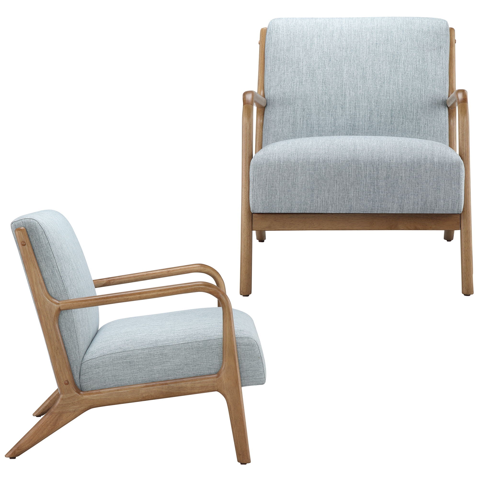 Novak - Mid-Century Modern Accent Armchair (Set of 2) - Light Blue