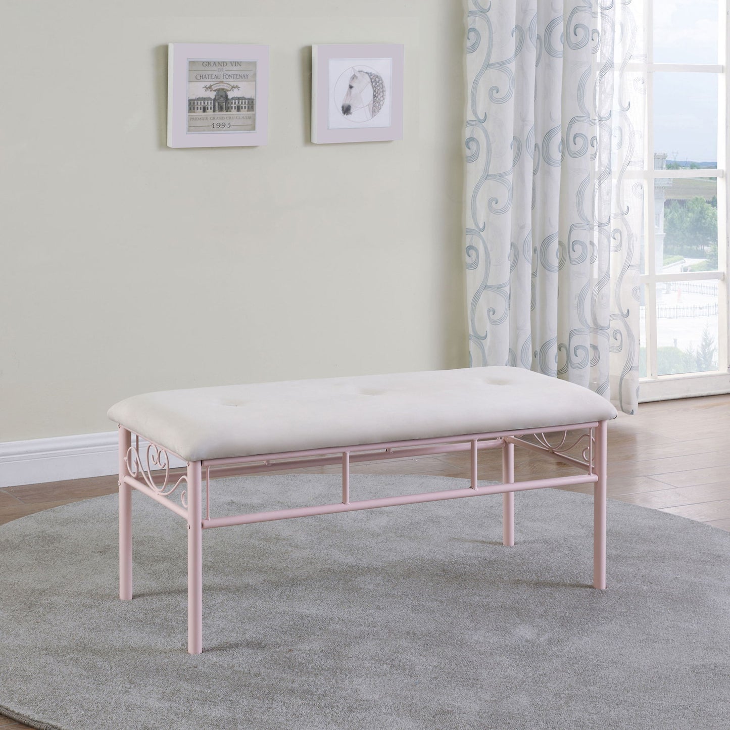 Bench With Upholstered - Pink