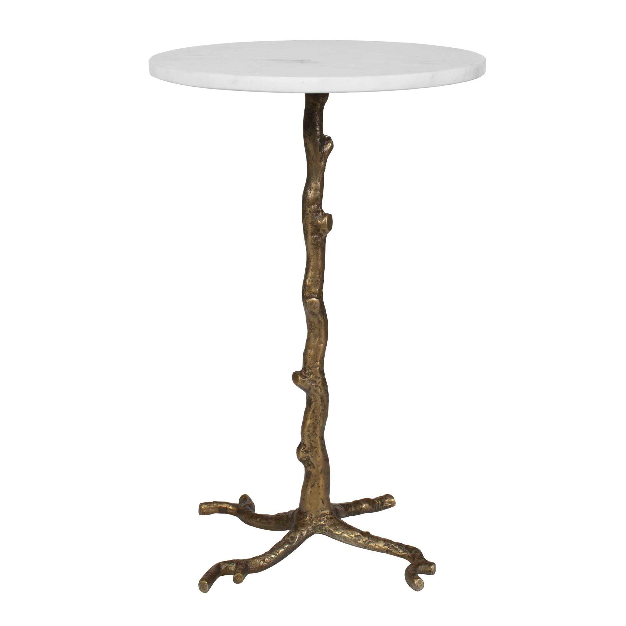 Calais - Marble Accent Table - Brass / White