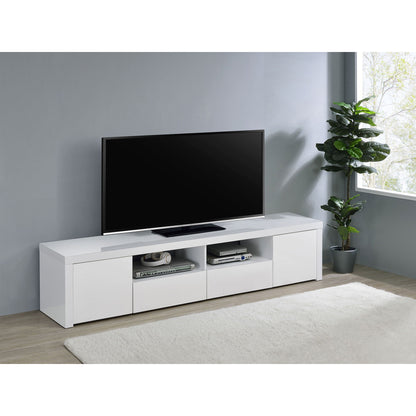 Garner - 2 Door Stand With Drawers Media Console - Gloss White