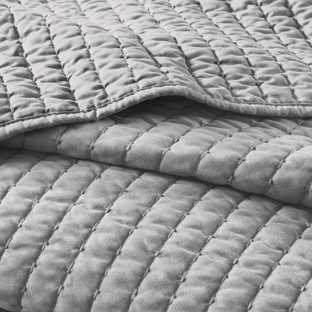 Keaton - Reversible Coverlet Set - Gray