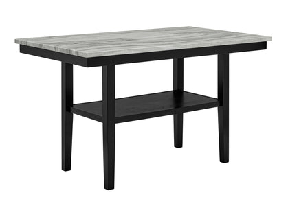 Marbel - 5 Piece Faux Marble Counter Height Set - Dove / Black