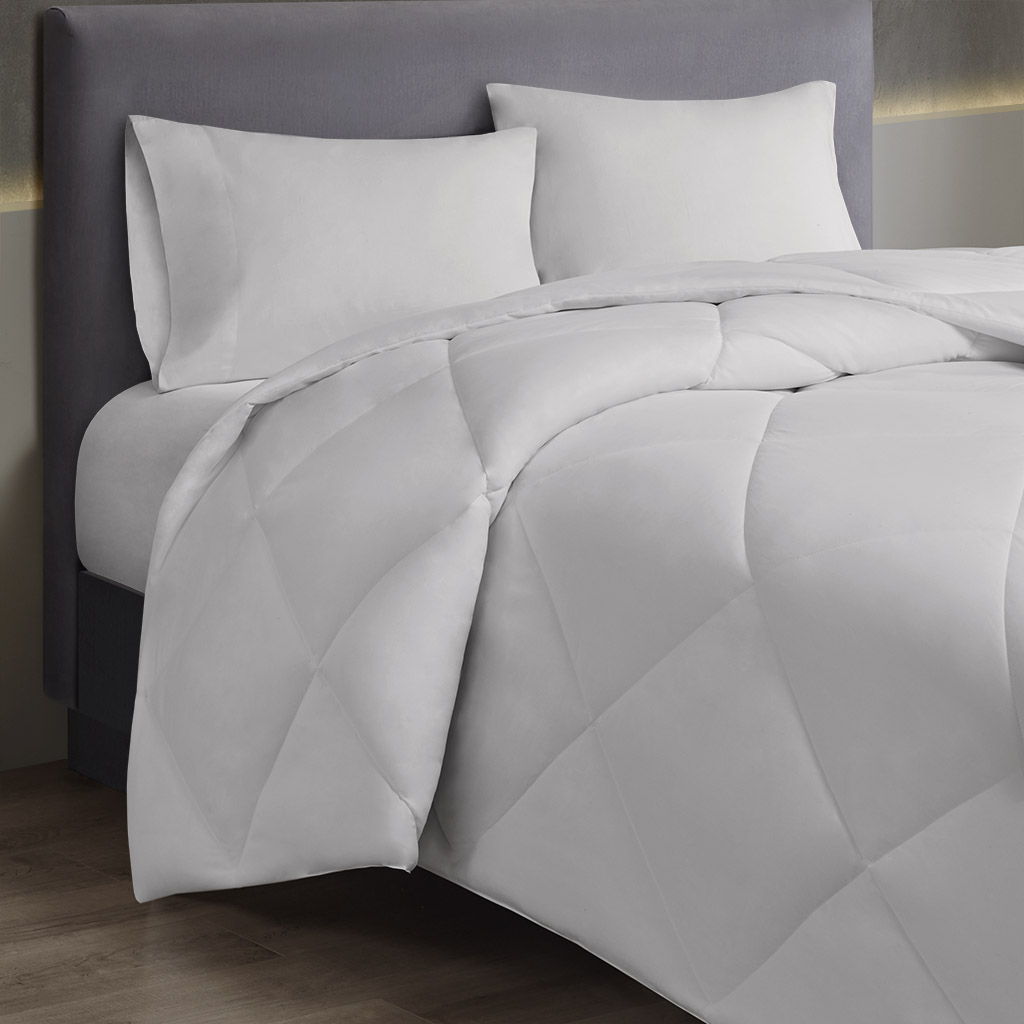 Microfiber With HeiQ Smart Temp - Oversized Down Alt Queen Comforter With HeiQ Smart Temp Treatment - White