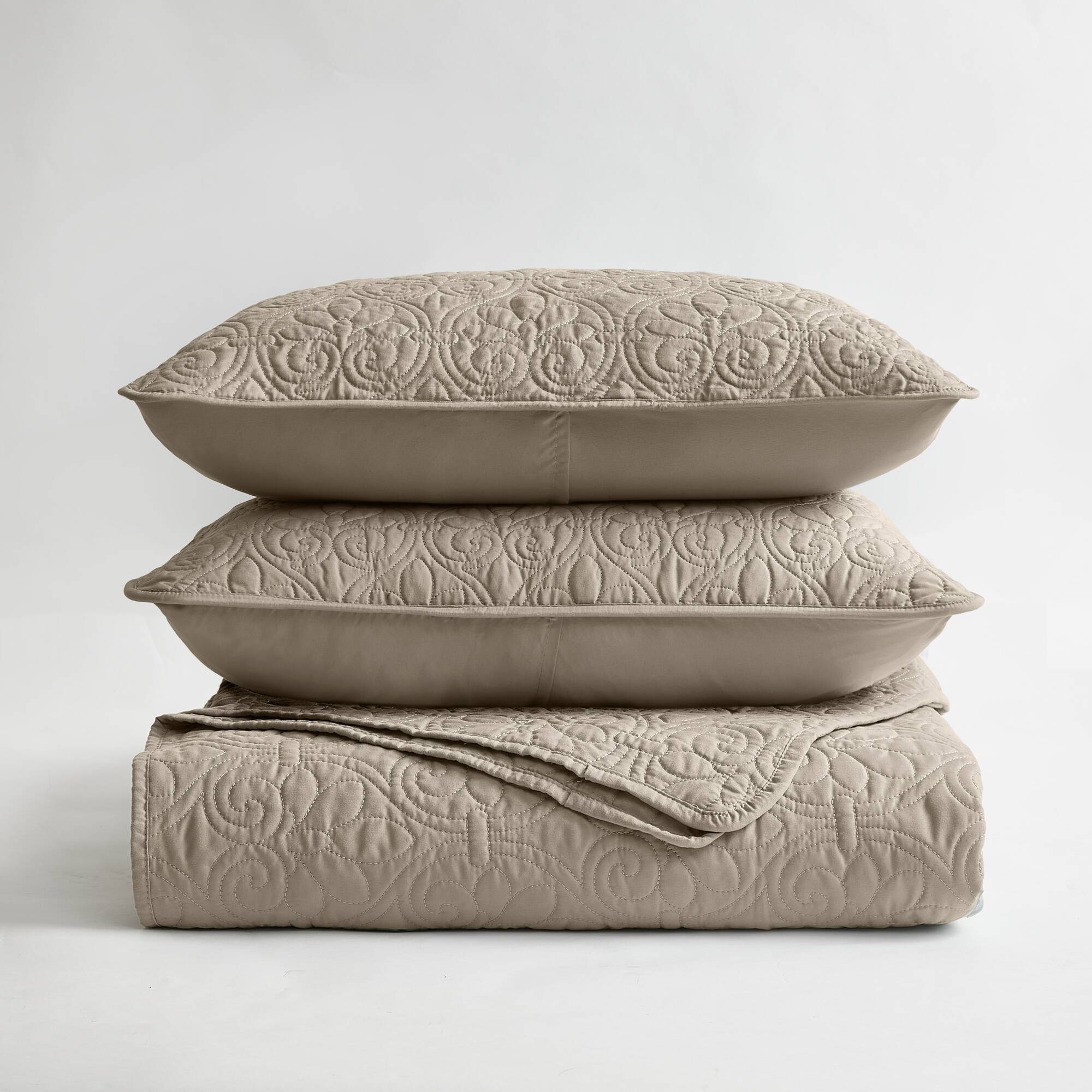 Quebec - Twin Reversible Coverlet Set - Khaki