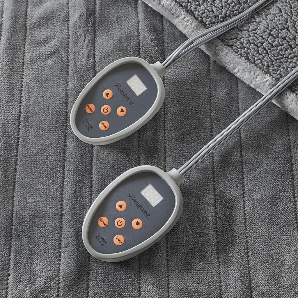 Heated Microlight to Berber - King Blanket - Gray