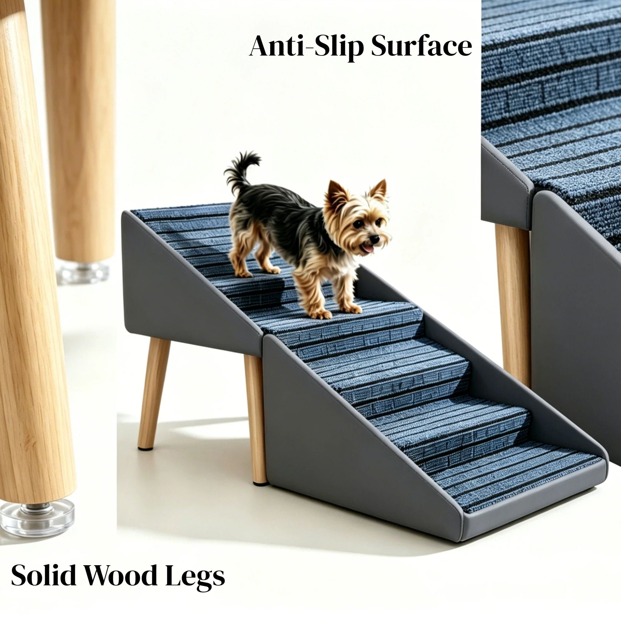 2 In 1 Dog Stairs For Bed And Couch, Foldable 6 Pet Steps - Gray