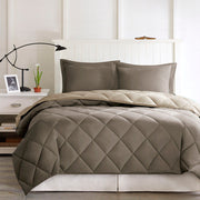 Larkspur - King 3M Scotchgard Diamond Quilting Reversible Down Alternative Comforter Set - Brown / Sand