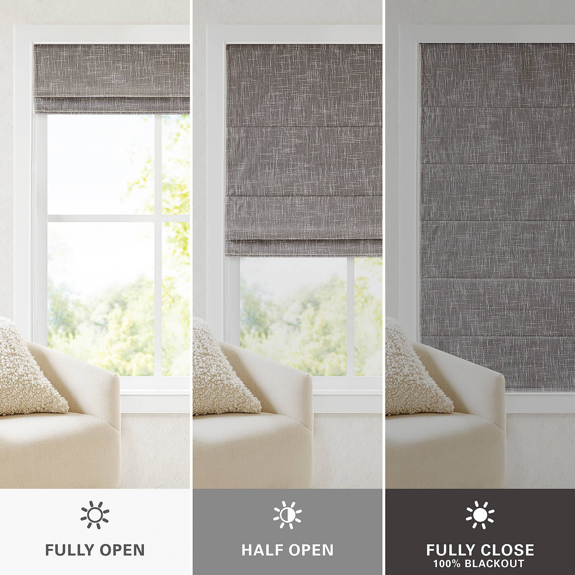 Quincy - 33x64" Total Blackout Cordless Roman Shade - Gray