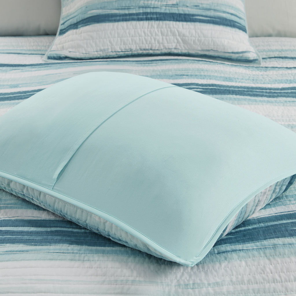 Marina - King 6 Piece Quilted Coverlet Set - Aqua