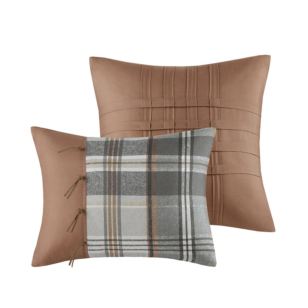 Blake - Plaid Comforter Set - Beige / Gray