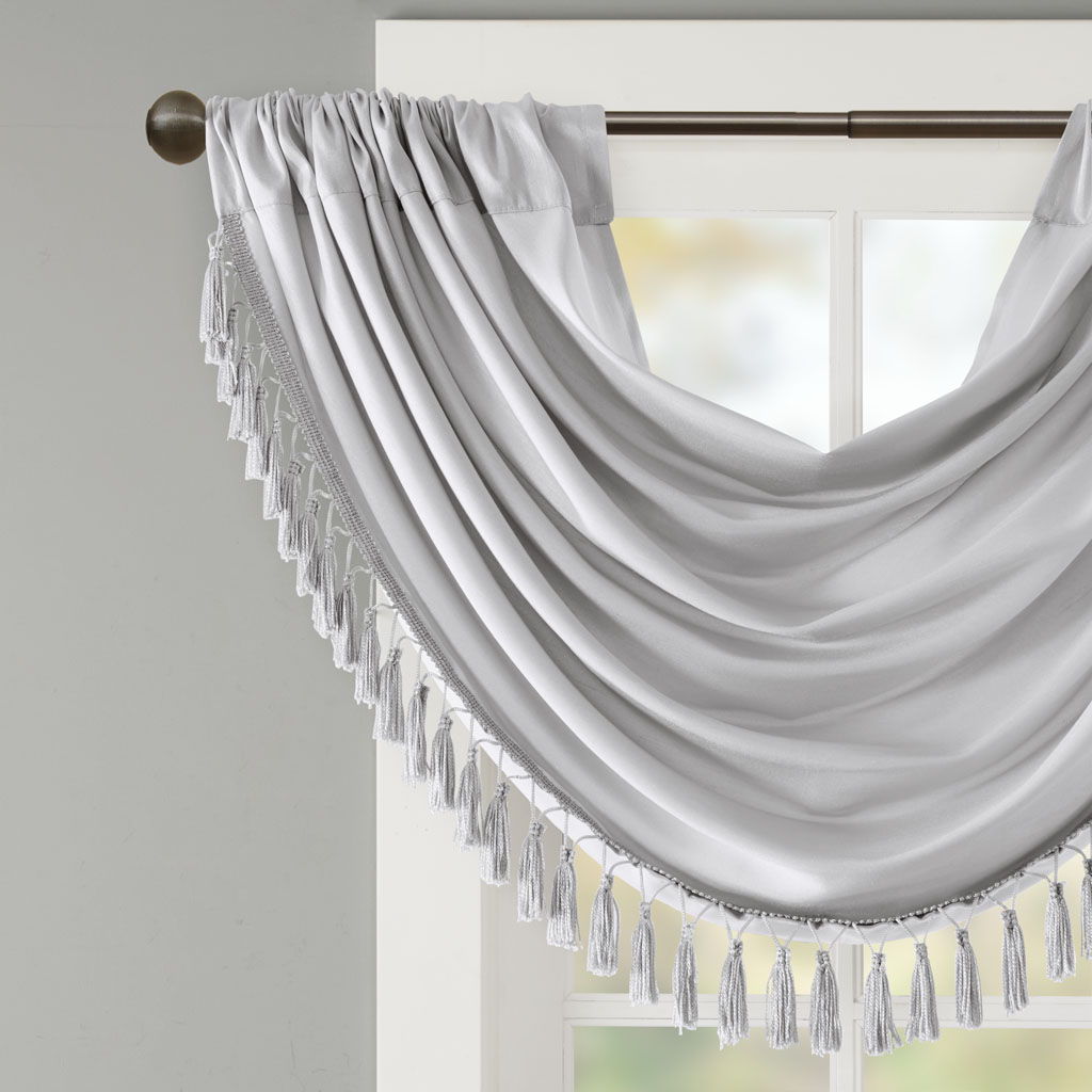 Elena - Waterfall Embellished Valance - Silver