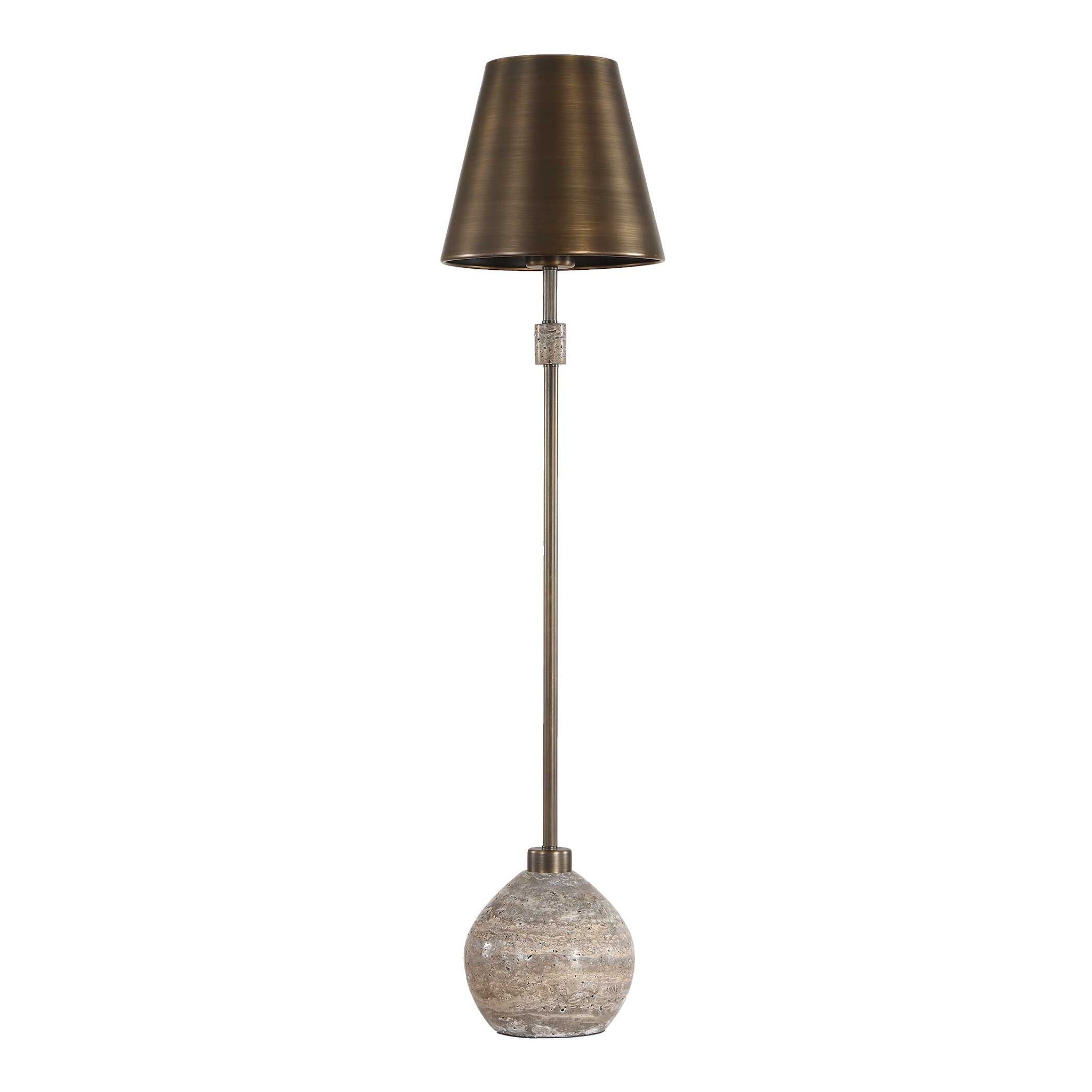 Jaycee - Dark Travertine Buffet Lamp - Brass / Gold / Gray