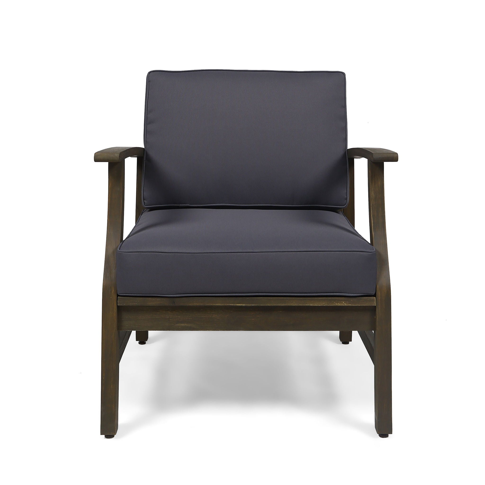 Enchanting Outdoor Club Chair With Slat Panel Design And Water Resistant Cushion - Dark Gray