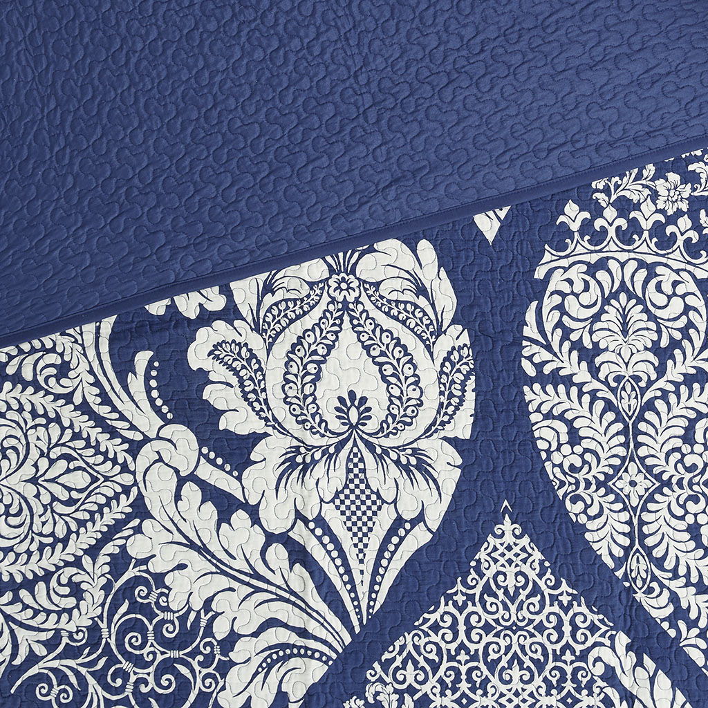 Vienna - 6 Piece Reversible Coverlet Set - Indigo