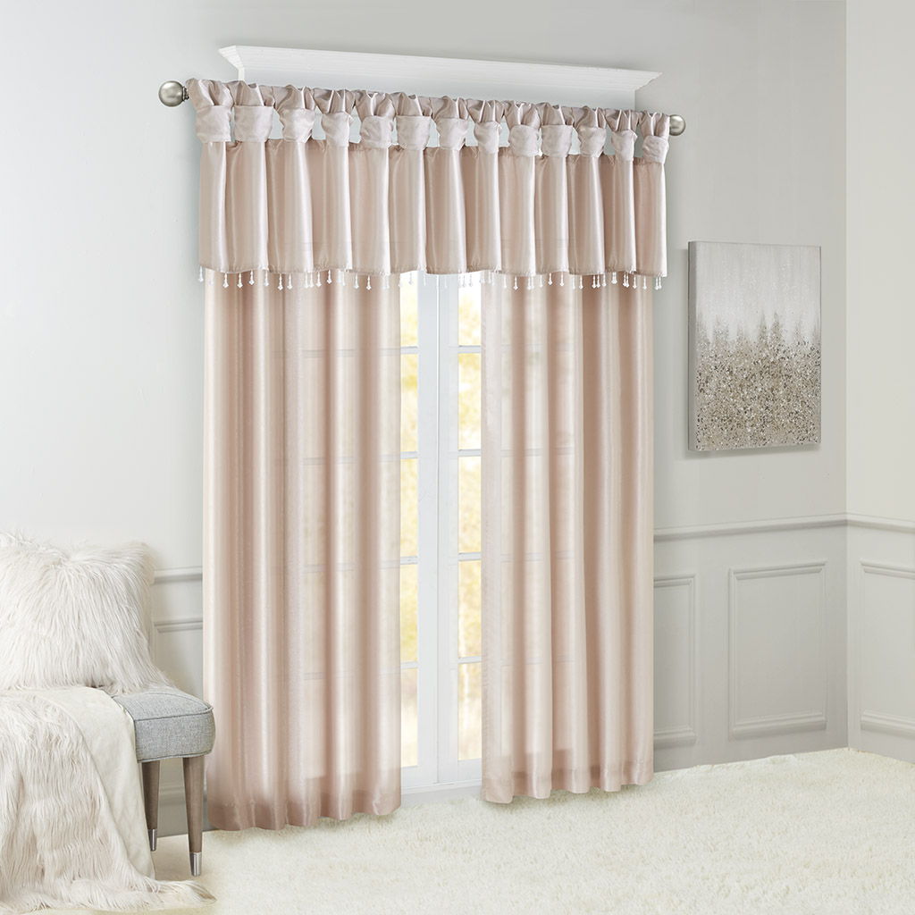 Emilia - 95" Twist Tab Lined Window Curtain - Blush