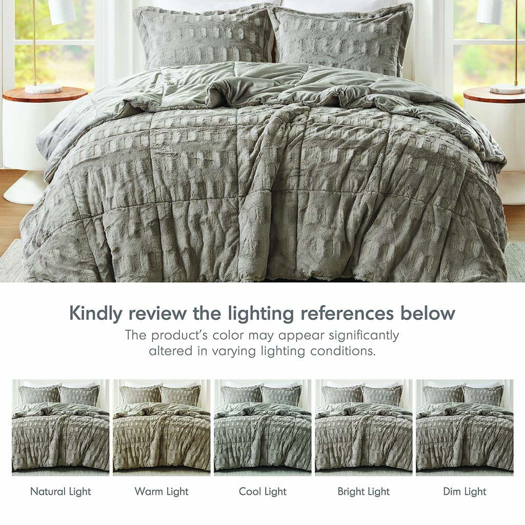 Gia - 3 Piece Full/Queen Solid Comforter Mini Set - Gray