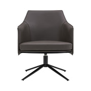 26" Gray and Black Faux Leather Swivel Lounge Chair