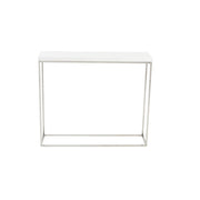 35" White and Silver Wood and Stainless Steel Frame Console Table