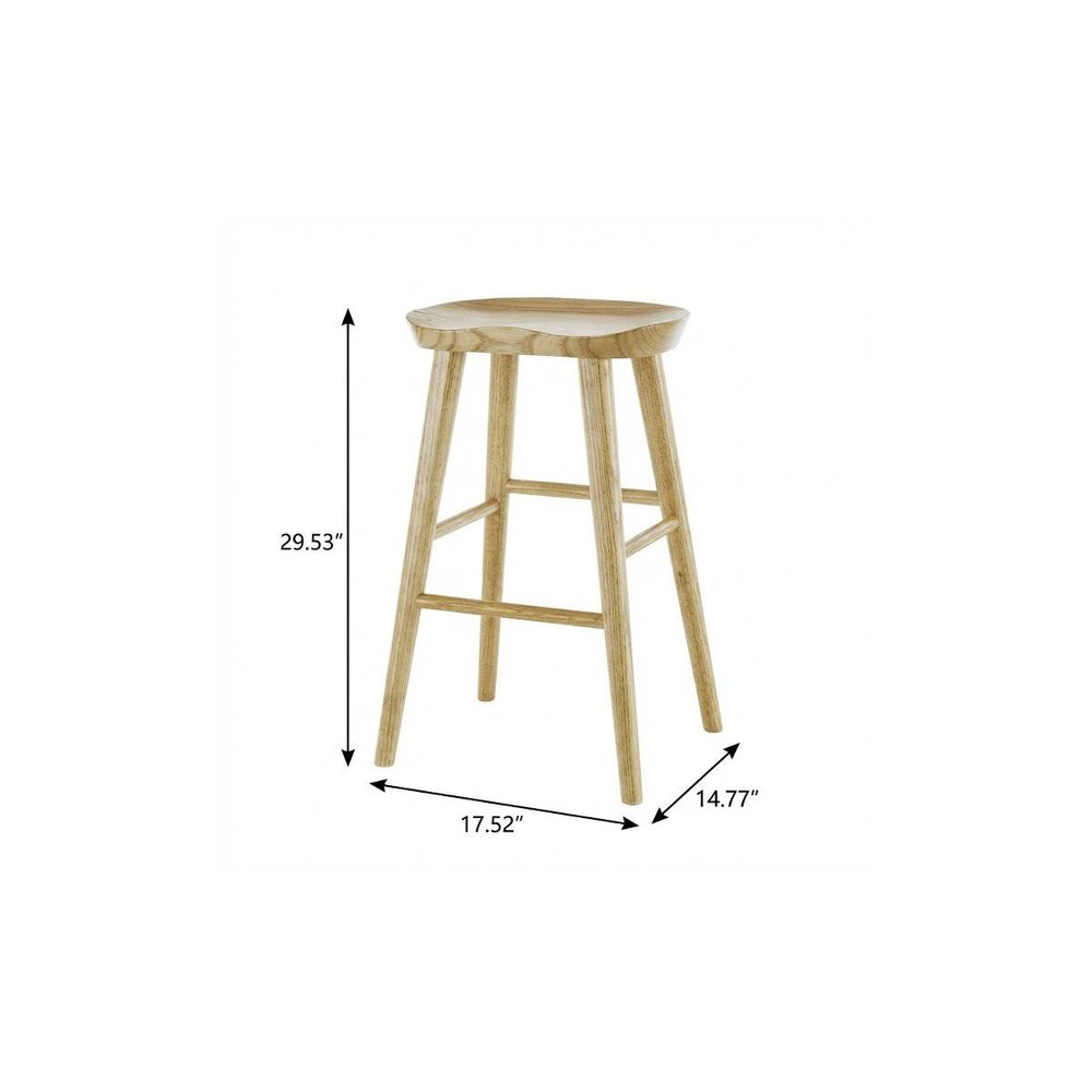 29" Natural Manufactured Wood Backless Bar Height Bar Chair