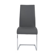 Set of Four Gray and Silver Upholstered Leather Dining Side Chairs