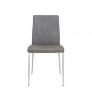 Set of Two Light Brown and Gray Stainless Steel Chairs