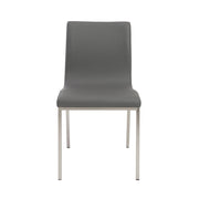 Set of Two Gray And Silver Upholstered Leather Dining Side Chairs