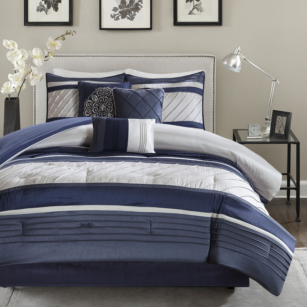 Blaire - King Piece Comforter (Set of 7) - Navy