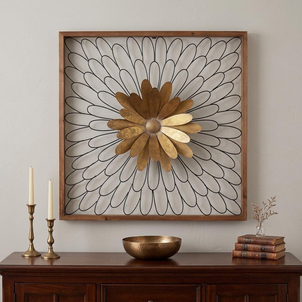 30" X 2" Black Iron Square Framed Art