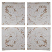 Set of Four White Wood Square Framed Art