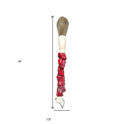 2" X 14" Red And Ivory Crystal Hanging Dimensional Sculpture