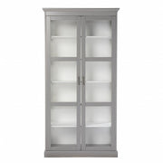 Gray Cornice Molding Double Door Curio Cabinet