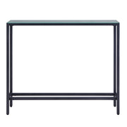 36" Black and Gunmetal Mirrored Glass Console Table