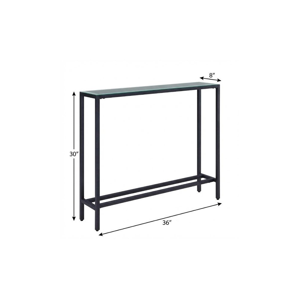 36" Black and Gunmetal Mirrored Glass Console Table