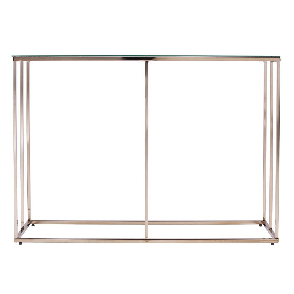 42" Clear and Gold Glass and Metal Frame Console Table