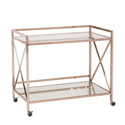 Gold Metal And Glass Rolling Bar Cart