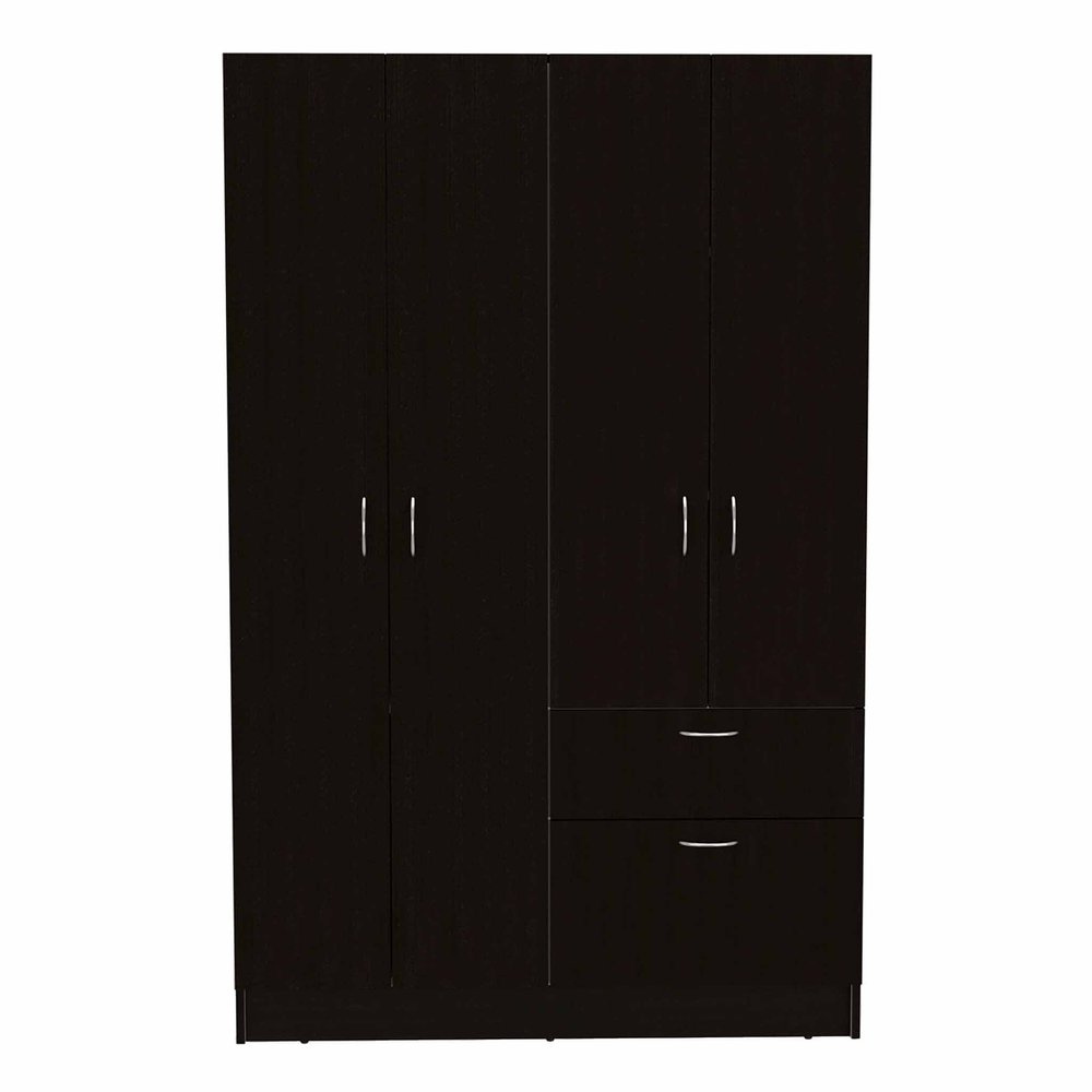 67" Black And White Wood Three Door Single Drawer Combo Dresser